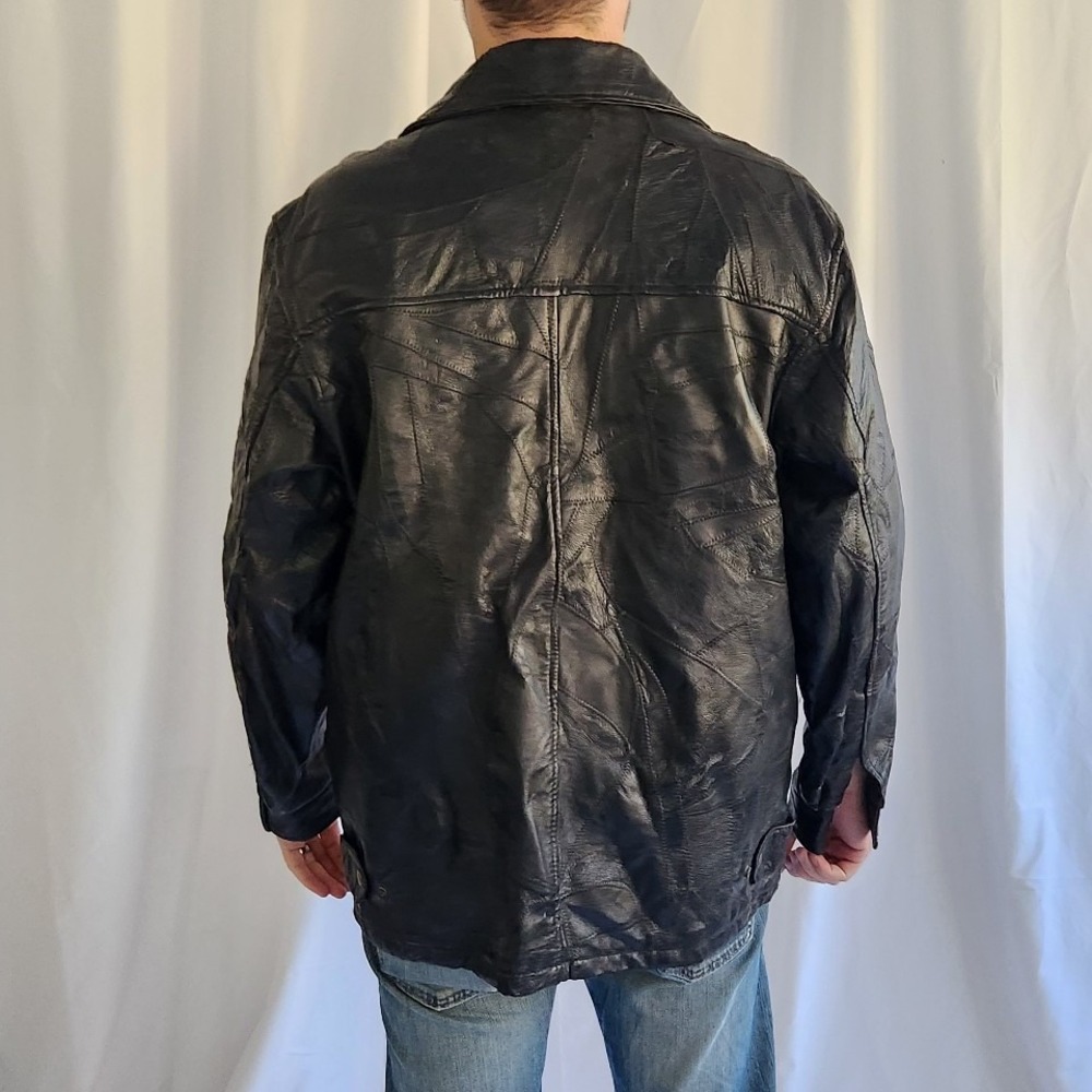 80s/90s Black Patchwork Leather Jacket - image 3